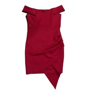WINSDOR red cocktail homecoming off the shoulder ruched bodycon club dress